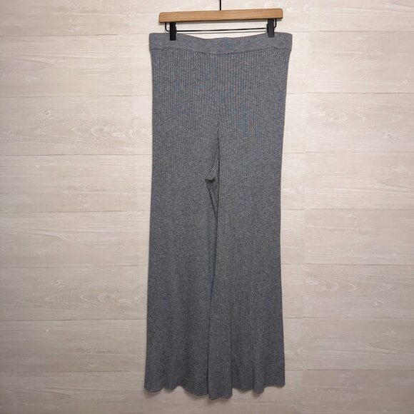 The Drop Ribbed Knit Wide Leg Pants XL Gray High Waist Lounge Travel Style - Picture 5 of 7